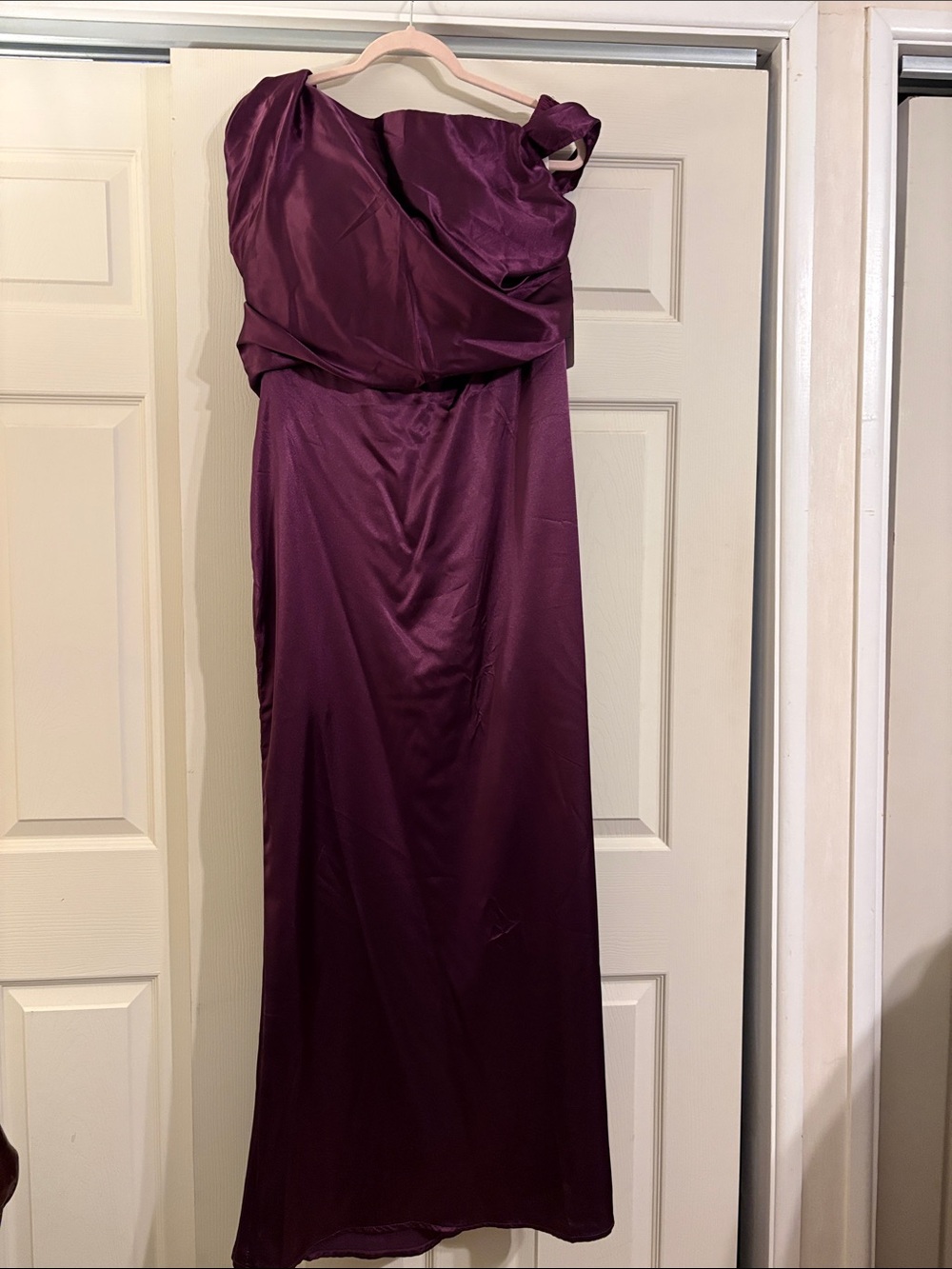 One-Shoulder Plum Evening Gown